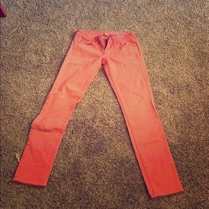 Coral color jeans
